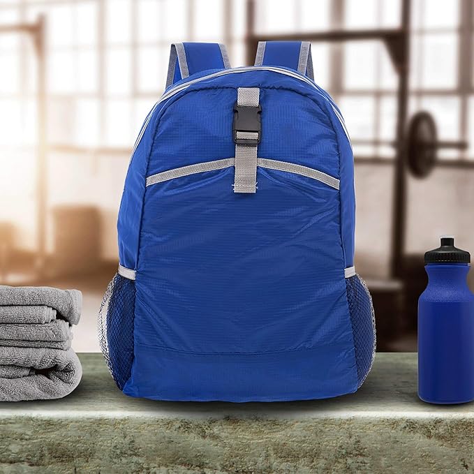 DISCOUNT PROMOS Lightweight Travel Packable Backpacks Set of 6, Bulk Pack - Perfect for Camping, Outdoor Sports - Blue