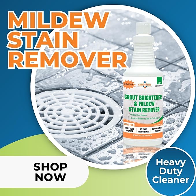 Groutastic Mildew Stain Remover – Powerful Mold & Mildew Cleaner for Tile, Grout, Showers & Bathrooms – Removes Black Stains & Soap Scum – Fast Acting, Professional Strength Cleaner