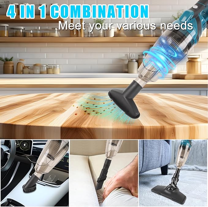 WODHMIEY 20V 11kPa Cordless Handheld Vacuum, Electric Vacuum Cleaner Compatible with Battery, Powerful Suction for Home Car Office Cleaning (with 2 Batteries)