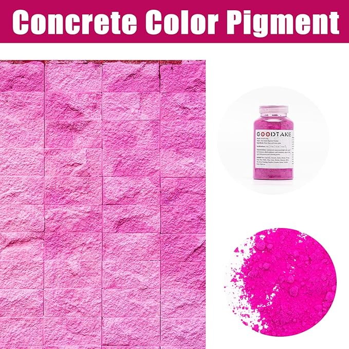 GOODTAKE Concrete Pigment, Rose Red Powdered Color Iron Oxide Powder for Concrete, Grout, Cement, Mortar, Plaster Clay, Lime, Tile, Masonry, Paint (16 oz, Rose Red)
