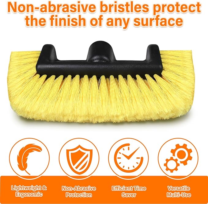 Jhkopqe 12FT Car Wash Brush with Extension Pole - Telescoping Long Handle Cleaning Tool with Non-Scratch Soft Bristles - Heavy Duty Aluminum Pole for RV, Truck, Boat, Solar Panels & High Windows