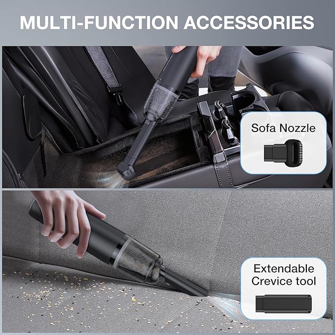 LYFUHUI Car Handheld Vacuum Cordless 1300 PA Suction Power, Portable Mini Vacuum Cleaner for Car Home Office and Pet Hair, Black