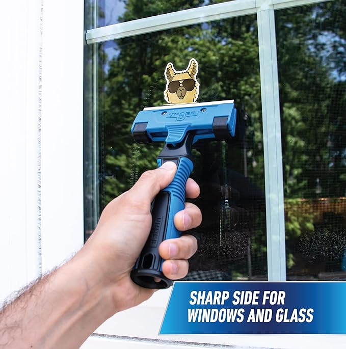 Unger Professional Connect and Clean 4" All-Purpose Scraper, Window, Glass, and Floor Scraping Tool Supplies, Adhesive Removal, Gum, Stickers, Paint Removal, Dual-Sided Blade