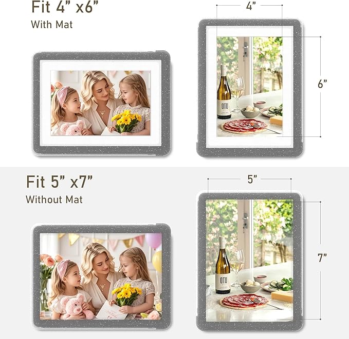 6-Pack 5x7 Picture Frame or 4x6 with Mat – Shatterproof Plastic Photo Frame for Family, Nursery & Playroom, Wall & Tabletop Picture Frames for Home Office, Safe Lightweight Design, in Crystal Black