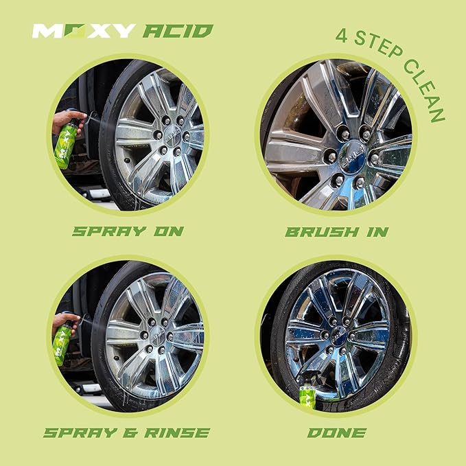 Moxy Acid Wheel and Tire Cleaner (Case of 2 (16oz)) - Professional Car Wash Wheel Cleaner - Cleaning Spray for Car Detailing - Wheel Cleaning Kit Safe for Cars, SUVs, Motorcycles, RVs, and Trucks