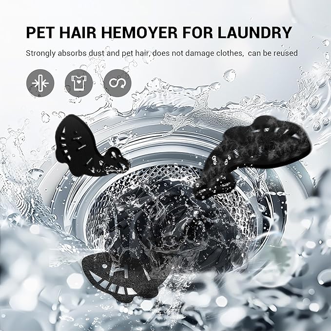 Pet Hair Remover for Laundry, 8 Pack Reusable Laundry Hair Catcher Dryer Balls for Pet Hair Dryer Sheets Pet Hair Remover for Washing Machine and Clothes, Pet Dog Hair Lint Catcher (Black)