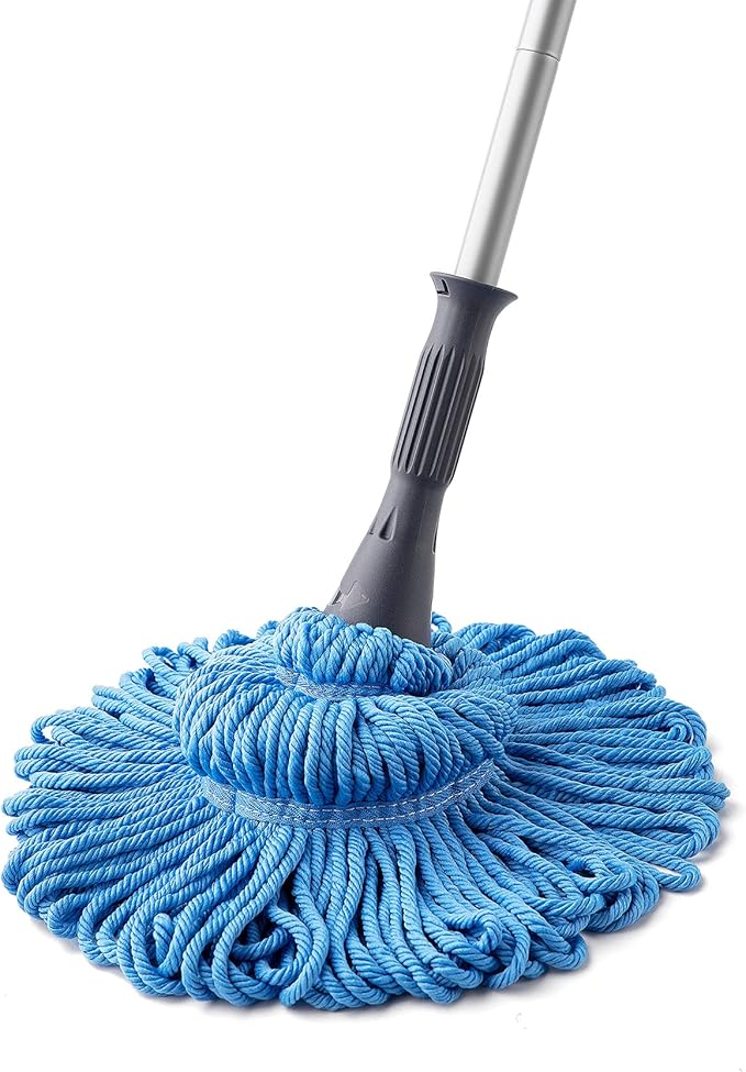 Eyliden Mop with 2 Reusable Heads, Easy Wringing Twist Mop, with 57.5 inch Long Handle, Wet Mops for Floor Cleaning, Commercial Household Clean Hardwood, Vinyl, Tile, and More