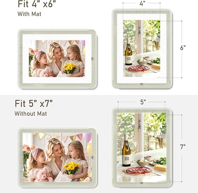 1-Pack 5x7 Picture Frame or 4x6 with Mat – Shatterproof Plastic Photo Frame for Family, Nursery & Playroom, Wall & Tabletop Picture Frames for Home Office, Safe Lightweight Design, in Crystal White
