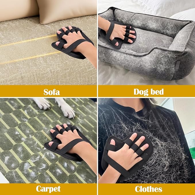 BABORUI Pet Hair Removal Glove - 2 Packs Newly Upgraded Five Finger Magic Brush Pet Hair for Cats & Dogs, Pet Hair Remover Tool for Furniture, Car, Couch, Carpet, Clothes