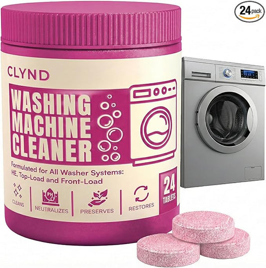 Washing Machine Cleaner Tablets Unscented 24 Pack Residue-free Laundry Washer Cleaner for HE Front Load, Top Load Washing Machine Cleaning Tablets Pro Descaler Deodorizer, Low Suds 1 Year Supply
