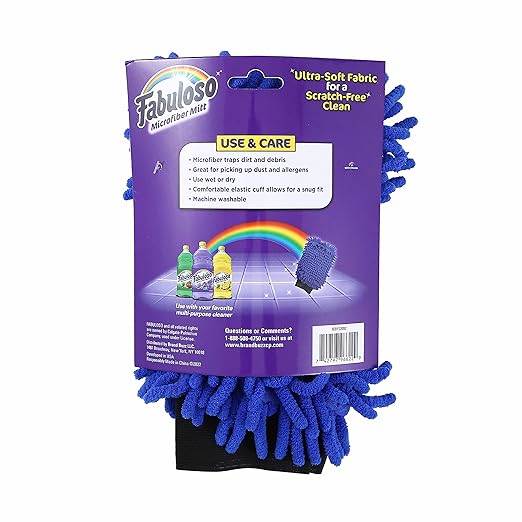 Fabuloso Microfiber Cleaning Mitt, Blue, One Size Fits All - Lint-Free, Scratch-Free Glove for Surfaces and Furniture - Dustless Hand Cloth for Bold & Bright Experience