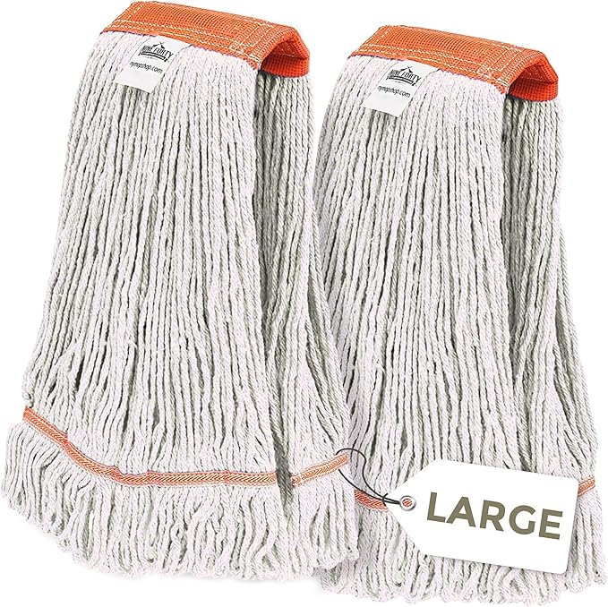 Nine Forty 2-Pack Industrial and Commercial-Grade Looped End Wet Mop Head Refill - Heavy Duty 20 Inch 4-Ply Premium Synthetic Yarn - for Optimal Absorption and Durability - White (2 Pack, Large)