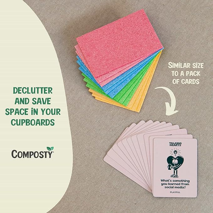 Pop-Up Compostable Sponges 12-Pack – Eco-Friendly Biodegradable Cellulose Kitchen Sponges (Plastic-Free, Non-Scratch, Compressed & Expanding) for Dishes, Kitchen & Bathroom by Award Winning Composty