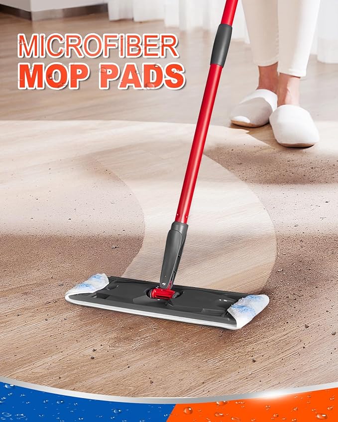 Mop Pads Compatible with Ocedar H2 pro Flat Mop System Replacement Pads, 8 Pack Mop Refills Fit for Ocedar Flat Mop, Washable Reusable Microfiber Mop Heads Replacements