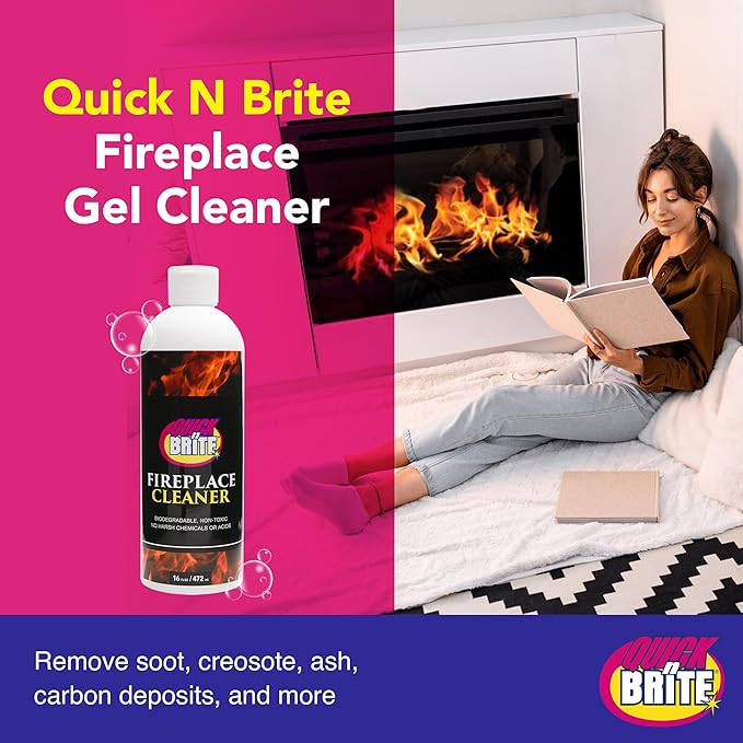Quick ‘n Brite Fireplace Gel Cleaner for Brick, Stone, Rock, Tile, and Marble, Nonabrasive Fireplace Cleaner, Made in the USA, 16 oz (Pack of 2)