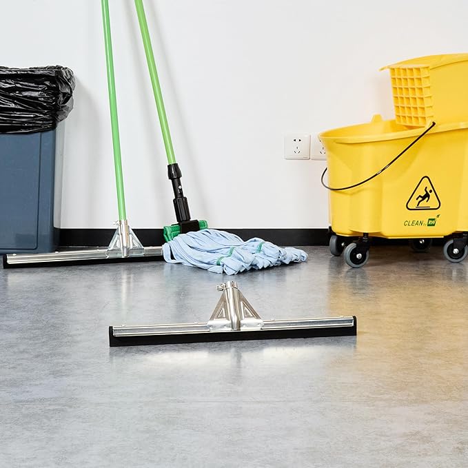 Restaurantware-SQUEEGEE ONLY: Clean Tek Professional 21.75 Inch Floor Squeegee, 1 Broom With Double Rubber Blade - Handle Sold Separately, Heavy-Duty, Steel Wiper For Concrete Floor