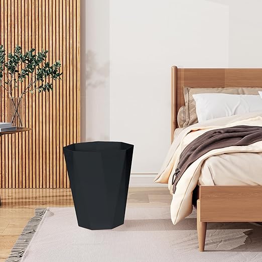 Plastic Trash Can - Waste basketbin for Office,Home,Bathroom,Kitchen - 1.8 Gallon - Black