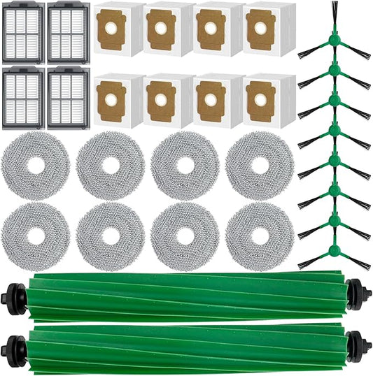 30PCS Replacement Parts for iRobot Roomba Plus 505/405 Combo Robot Vacuum Cleaner Accessories Kit - 2 Roller Brushes, 8 Mop Pads, 4 Filters, 8 Side Brushes, 8 Filter Bags