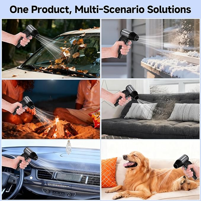 Handheld Cordless Blower, Rechargable 6 Gear Adjustable Compressed Air Duster for Cars, Keyboard,Home, Outdoor-Electric Snow Blower Turbo Jet Fan (110000 RPM,Portable,Fast Charging,Powerful,Stepless)