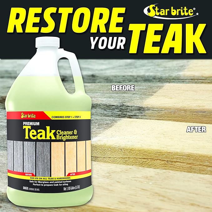 STAR BRITE Teak Cleaner & Brightener, Restore Weathered Wood, 128 OZ (094900)