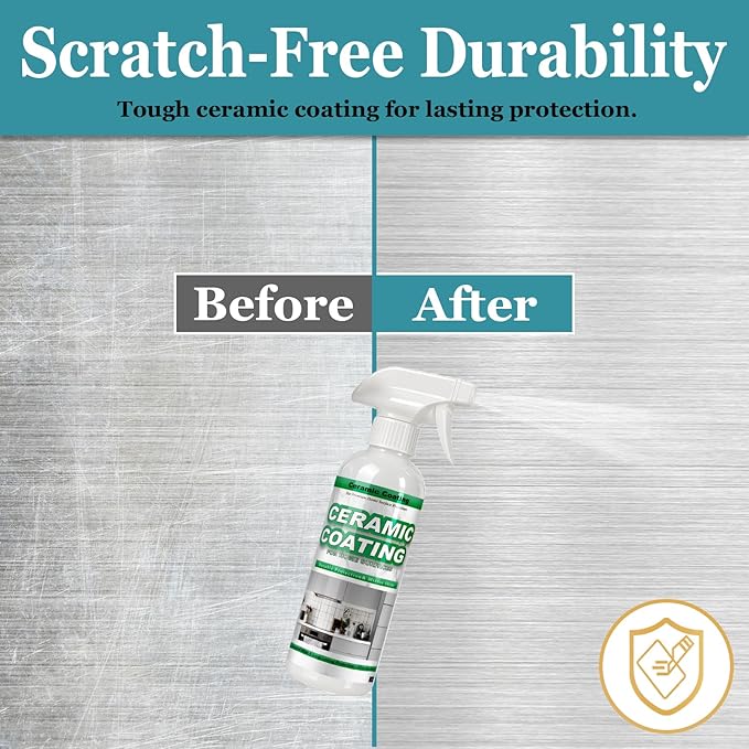 Ceramic Coating Spray for Stainless Steel and Hard Surfaces, Anti-Fingerprint, Stain Resistant, Hydrophobic Protection for Appliances, Glass, Tile, Countertops, 600ml