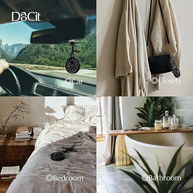 Car Air Freshener Hanging Essential Oil Diffuser with Bead Release Design, 40+ Days Long Lasting Scent for Men & Women, 7 Original + 14 Refills for Car/Home/Office, Blackcurrant