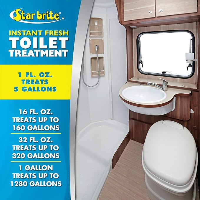 STAR BRITE Instant Fresh Toilet Treatment - Lemon Scent, Odor & Waste Control, 128oz (071701)