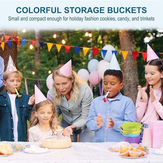 PATIKIL 2.7"x2.3" Small Metal Buckets with Handle, 12 Pcs Mini Galvanized Bucket Colorful Easter Buckets for Crafts Party Favors Decoration, Green/Yellow/Orange/Blue/Red/Purple