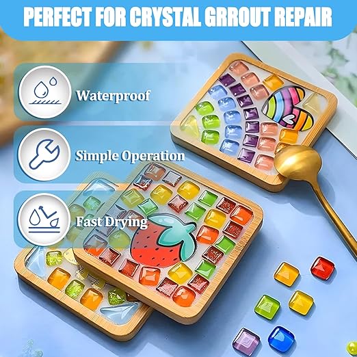 OOTDART Mosaic Crystal Grout, Mosaics Tile Tools, Mosaic Tile Accessories – Essential for Handmade Grouting and Perfect for DIY Craft Projects (Translucent, 8.8oz)