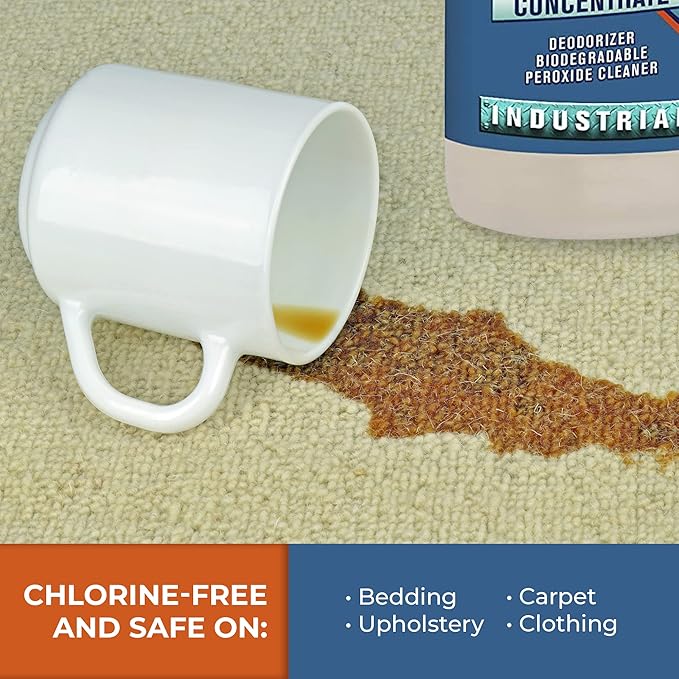 Chem-Girl OxyPro Concentrated Multi-Purpose Surface Cleaner to the Rescue - Chlorine-Free, Oxygen-Powered Stain & Odor Remover, 5 Percent Hydrogen Peroxide (H2O2), 1 Quart