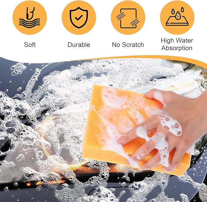 10 Pcs Large Sponge Bulk, 7.1 x 4.7 x 2 Inch Large Cellulose Sponges, Super Absorbent and Non-Scratch, Handy Sponges Cleaning for Kitchen, Bathroom, Countertops, Car Wash