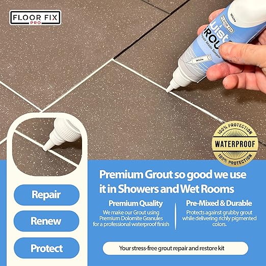 Floor-Fix Pro Twist & Grout Reviver – Premixed Tile Repair for Bathroom, Shower & Kitchen with Smoothing Tool (Anthracite, 8.8 fl oz)