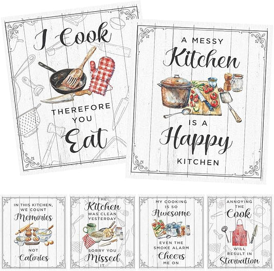 Funny Swedish Dishcloths for Kitchen - 6PCS Funny Kitchen Wash Cloths for Dishes Reusable, Cooking Themed Washable Sponge Towels Gifts for Home Party Cleaning Housewarming