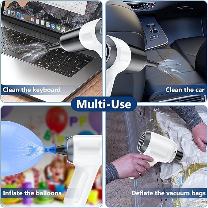 Fanisic Car Vacuum Handheld Vacuum Cleaner/Air Duster, 15000PA Strong Suction with Brushless Motor, Rechargeable Dust Buster/Hand Pump Low Noise for Car Detailing Home Office Cleaning