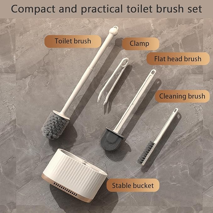 Basaza Toilet Brush and Holder Set Toilet Bowl Cleaning Brush and Holder for Bathroom 4 in 1 Light Green Toilet Bowl Cleaner Brushes & Holders Bathroom Accessories Floor Standing or Wall Mounted