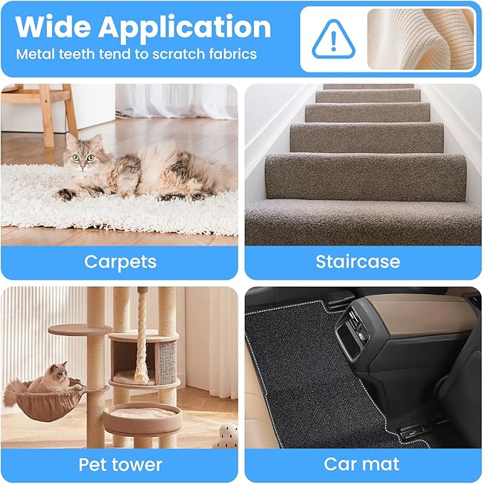 Bolfie 3 in 1 Carpet Rake for Pet Hair Removal, Tool Set of 3, 55” Long Handle Carpet Pet Hair Removal Carpet Scraper Dog Cat Hair Remover for Sofa, Couch, Car, Rug (Gray)