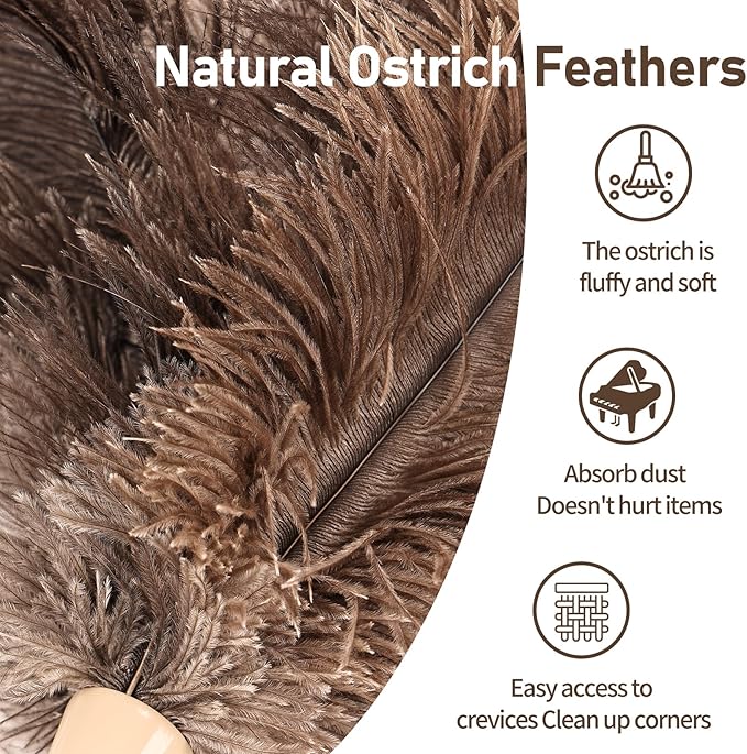 MehelloFeather Ostrich Feather Duster 27-94Inch Retractable Fluffy Natural Detachable Ostrich Feather Duster Used for Household Cleaning and High-Altitude Cleaning (2PCS)