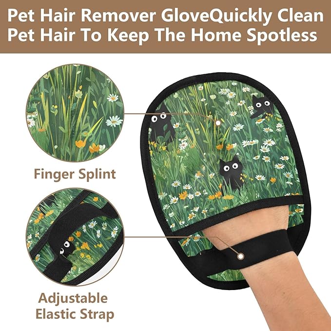 I·D Good Figure Pet Grooming Gloves Reusable Dog & Cat Hair Remover for Furniture, Car Interiors Multi-Surface Deshedding Tool for Carpets, Bedding & Home Cleaning