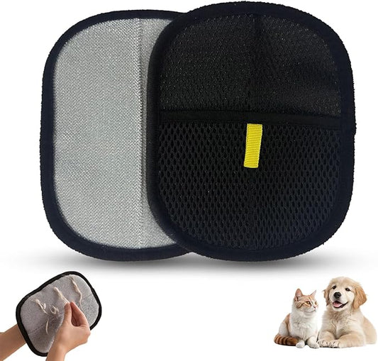 YOHOABSER Pet Hair Removal Gloves, Dog Grooming Gloves&Cat Deshedding Gloves for Shedding Control, Electrostatic Hair Remover for Furniture, Couch, Car Seat, Reusable & Easy to Clean(Black 2Pcs)