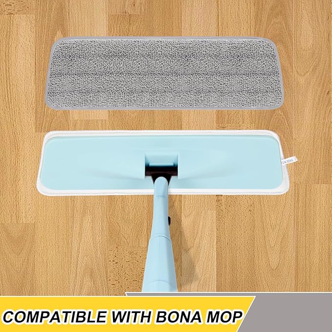 8 Pack 16.5 inch Reusable Mop Pads Microfiber Spray Mop Replacement Heads for Wet/Dry Mops Compatible with Bona Floor Care System