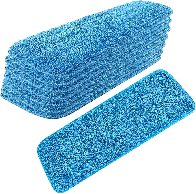 8 Pack Microfiber Spray Mop Replacement Heads for Wet Dry Mops, Premium Floor Cleaning Pads, Reusable Replacement Refills Compatible with Bona Floor Care System - Blue