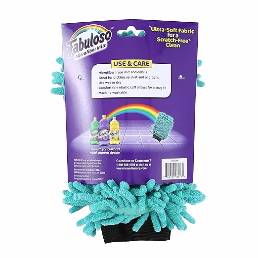 Fabuloso Microfiber Cleaning Mitt, Teal, One Size Fits All - Lint-Free, Scratch-Free Glove for Surfaces and Furniture - Dustless Hand Cloth for Bold & Bright Experience