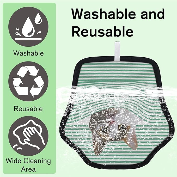 XIOBODR Personalized Pet Hair Remover Glove for Dogs & Cats - Custom Photo & Name Magic Brush for Dog Cat Hair Removal, Reusable Electrostatic Pet Hair Gloves for Furniture Carpet Couch, Green Stripe