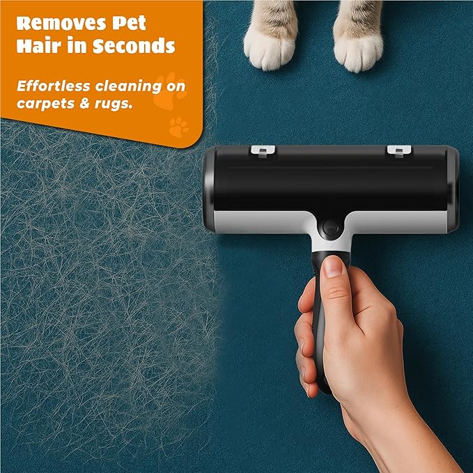 Tailio Pet Hair Remover and Reusable Lint Roller - Cat and Dog Hair Remover for Couch, Furniture, Carpet, Clothing and Bedding - Portable, Multi-Surface Fur Removal Tool (Gray)