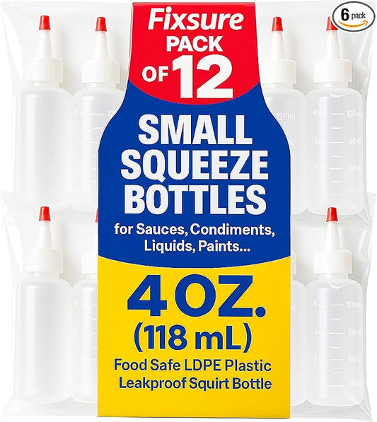 Plastic Squeeze Bottles with Red Tip Cap, 4 Oz Squirt Bottle For Ketchup, BBQ, Sauces, Syrup, Condiments, Oil, Pancake, Cookie Decorating, Dressings, Travel, Camping, Lab, Arts and Crafts (2)
