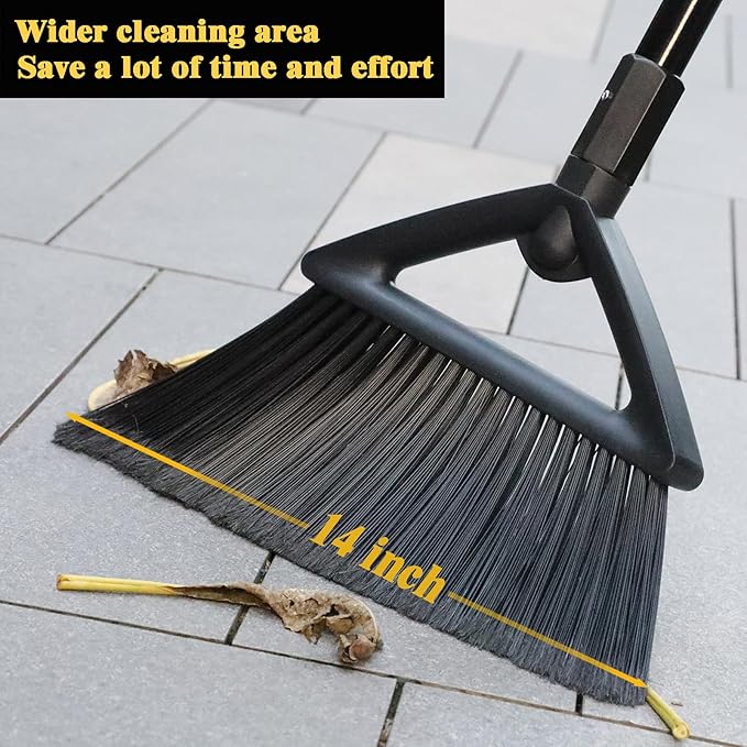 PUTNATRUE Heavy Duty Commercial Broom,Upgraded Angle Brooms for Sweeping Indoor and Outdoor,Perfect Black Broom of Kitchen,Garage