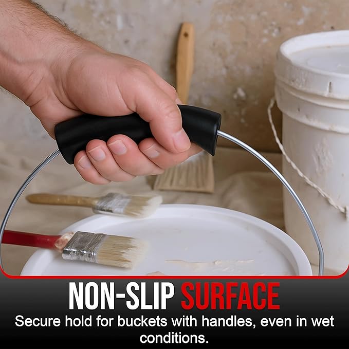 USA-Made Bucket Grip for 1-5 Gallon Buckets, Ergonomic, Durable Handle Grip for Heavy-Duty Buckets | Easy to Install, Comfortable for Gardening, Construction, DIY | Fits 5 Gal Handles - Pack of 12
