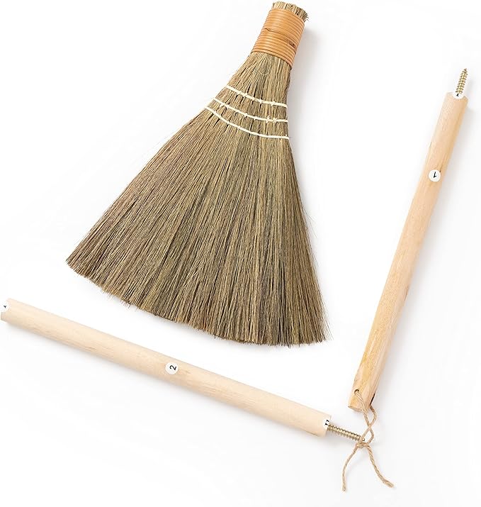 TTS Handmade Whisk Sweeping Broom - Vietnamese Straw Soft Broom for Indoor or Outdoor Sweeping - 9.45" Width, 39.37" Length