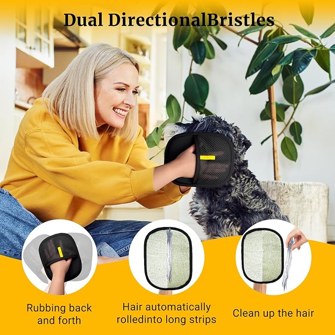 3Pack Upgraded Pet Hair Removal Glove for Dogs & Cats, Reusable Electrostatic Pet Hair Remover Glove for Couch, Furniture, Carpet & Car Seat, Best Grooming Gloves for Pets Hair Removal & Massage