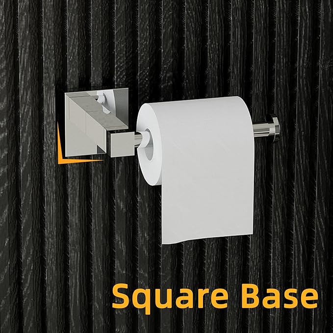 RUACQ Toilet Paper Holder Wall Mount,Square Base Tissue Roll Holder for Bathroom,Toilet Roll Holder Stainless Steel(Chrome)